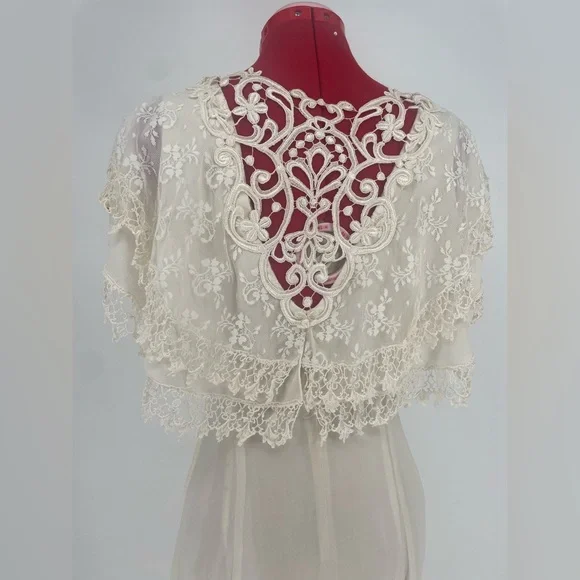 Vintage Scott McClintock 1980s Cottagecore Lace & Rosette Detail Dress - Picture 7 of 16